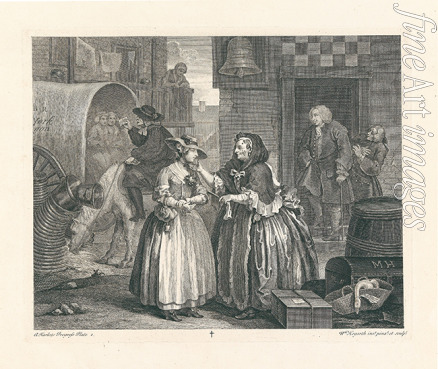 Hogarth William - A Harlot's Progress. Plate 1: Moll Hackabout arrives in London at the Bell Inn, Cheapside