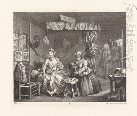 Hogarth William - A Harlot's Progress. Plate 3: Moll has gone from kept woman to common prostitute