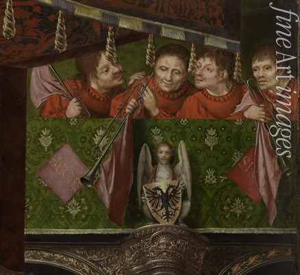 Massys Quentin - Altarpiece of the Joiners' Guild. Detail: the trumpeters