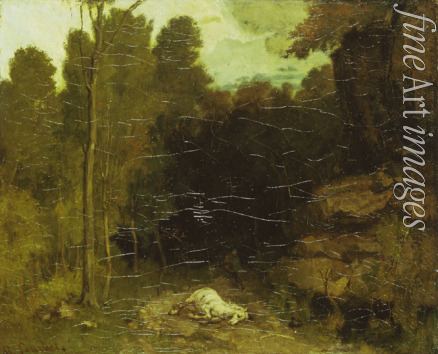 Courbet Gustave - Landschaft mit totem Pferd