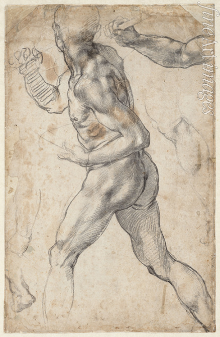 Buonarroti Michelangelo - Studie eines schreitenden männlichen Aktes