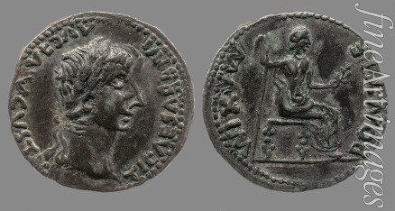 Numismatik Antike Münzen - Denar des Tiberius. Fundort: Südasien, Indien, Tamil Nadu