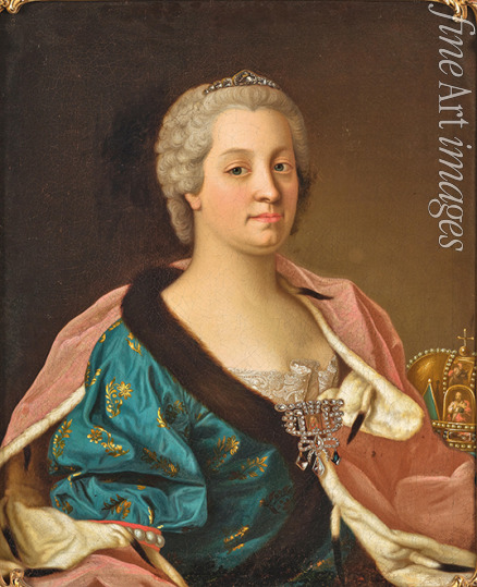 Liotard Jean-Étienne - Portrait of Empress Maria Theresia of Austria (1717-1780) with the Holy Crown of Hungary