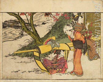 Utamaro Kitagawa - Outing to View Maples in Autumn. From the Picture Book of Flowers of the Four Seasons (Ehon shiki no hana)