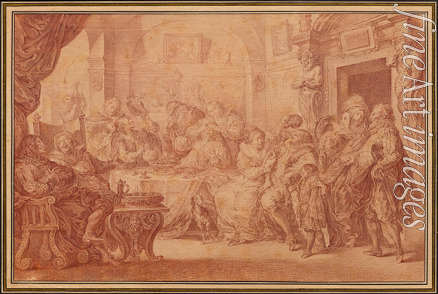 Cochin Charles-Nicolas the Younger - Interior with a wedding party. From the Life of Henry IV