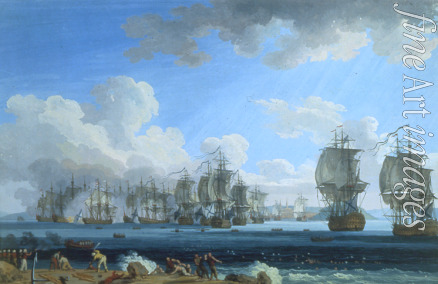 Hackert Jacob Philipp - The naval Battle of Chesma on 5 July 1770