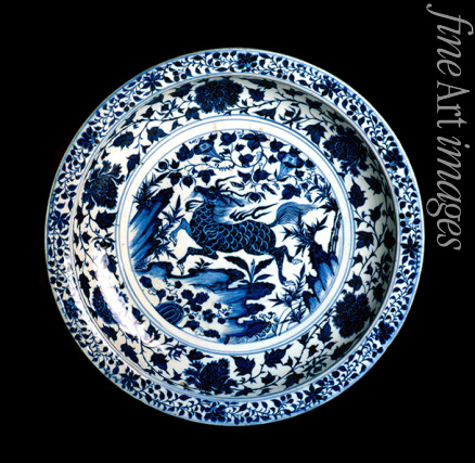 Orientalische angewandte Kunst - Teller mit Darstellung eines Qilin