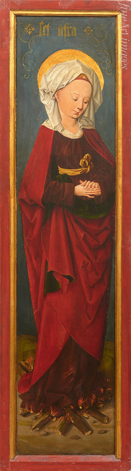 Meister von Augsburg - Flügel eines Triptychons: Heilige Afra auf dem Scheiterhaufen
