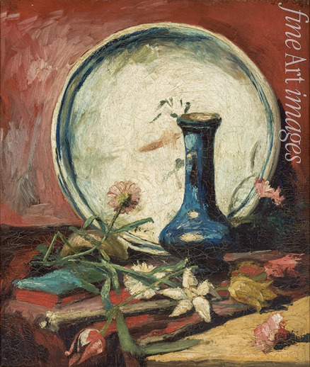 Gogh Vincent van - Stillleben mit Platte, Vase und Blumen