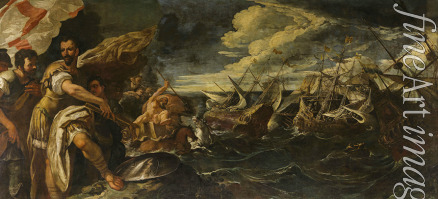 Ricci Sebastiano - Alessandro Farnese beteiligt sich an der Zerstörung der Unbesiegbaren Armada. (Gemäldezyklus zum Leben Papst Paul III.)