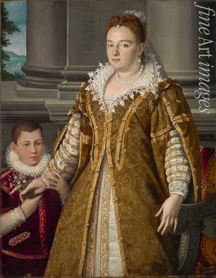Allori Alessandro - Portrait of Bianca Cappello (1548-1587), Grand Duchess of Tuscany with Her Son 