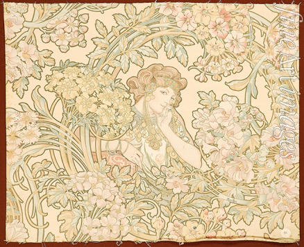 Mucha Alfons Marie - Woman among flowers (printed fabric)