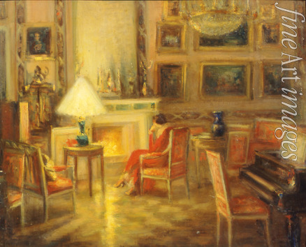Sredin Alexander Valentinovich - Interior with a Woman by the Fireplace