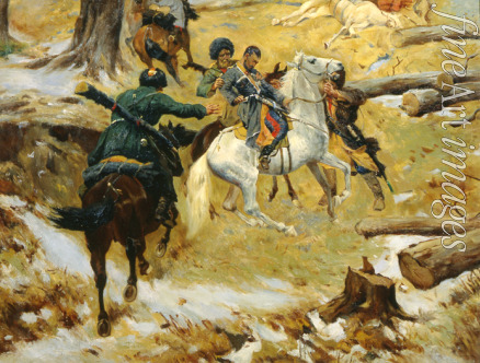 Roubaud Franz - Death of the major general Nikolay Sleptsov on a fight in Chechnya on 10 December 1851