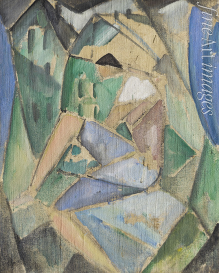 Stenner Hermann - Kubistische Figur mit Häusern