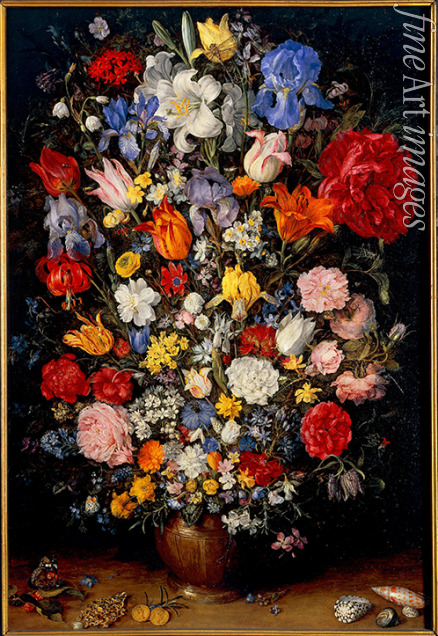 Brueghel Jan der Jüngere - Blumenstrauss mit Juwelen, Münzen und Muscheln