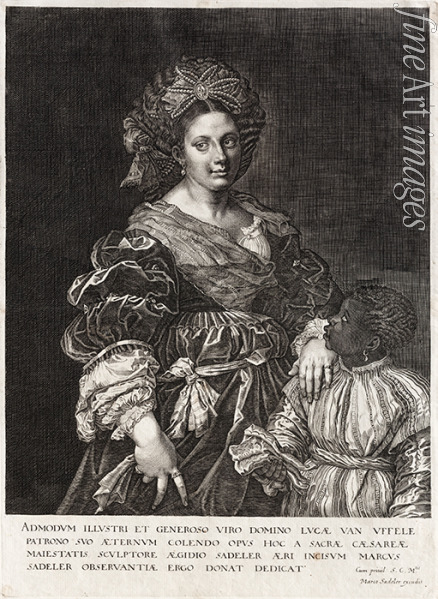 Sadeler Aegidius - Portrait of Laura Dianti with a young servant