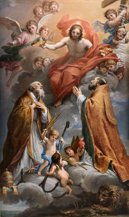 Mancini Francesco - Christus als Herrscher über die Welt mit Heiligen Clemens und Ignatius von Antiochien
