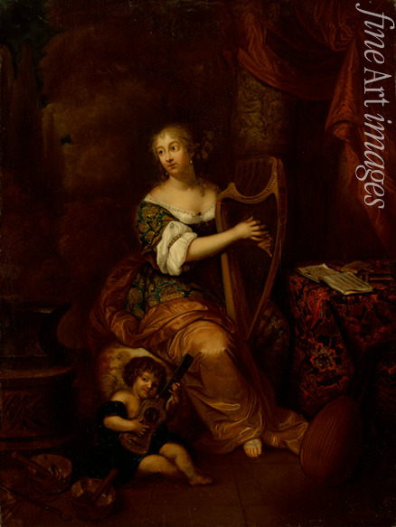 Netscher Caspar (nach) - Madame de Montespan, die Harfe spielend
