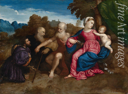 Bordone Paris - Virgin Mary and Child with Saints Jerome and Anthony Abbot and a Donor