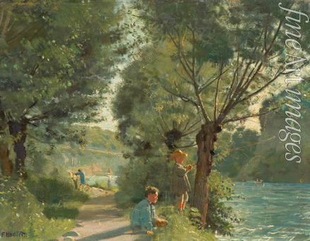 Hodler Ferdinand - Children fishing on the banks of the Arve