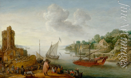 Willaerts Adam - River mouth with a galley
