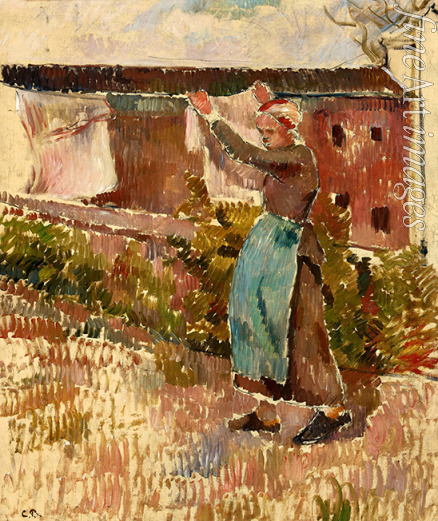 Pissarro Camille - Femme étendant du linge, Éragny