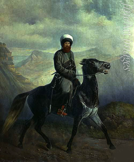 Swertschkow Nikolai Jegorowitsch - Porträt des Führers der muslimischen Bergvölker des Kaukasus Imam Schamil (1797-1871)