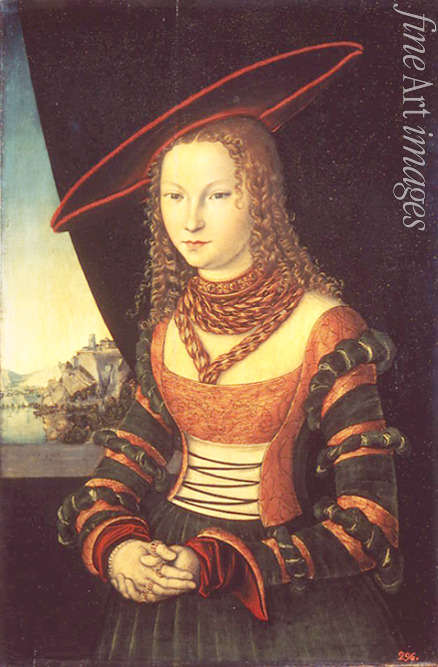 Cranach Lucas der Ältere - Bildnis einer Frau (Prinzessin Sibylle von Jülich-Kleve-Bergdes, Braut des Kurfürsten Friedrich III. von Sachsen)