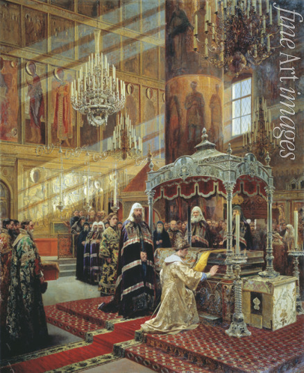 Litovchenko Alexander Dmitrievich - Tsar Alexei I Michailovich and patriarch Nikon at the coffin of Philip I, Metropolitan of Moscow