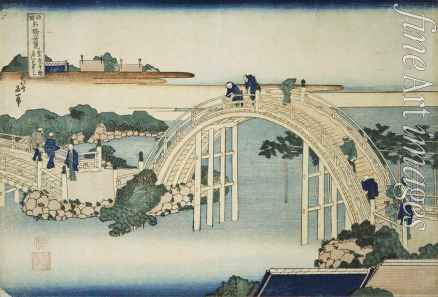 Hokusai Katsushika - Humpback Bridge by the Kameido Tenjin Bridge