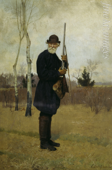Dmitriev-Orenburgsky Nikolai Dmitrievich - Portrait of the author Ivan S. Turgenev (1818-1883) hunting