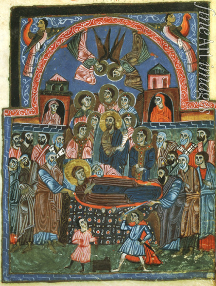Master of Codex Matenadaran - The Dormition of the Virgin (Manuscript illumination from the Matenadaran Gospel)
