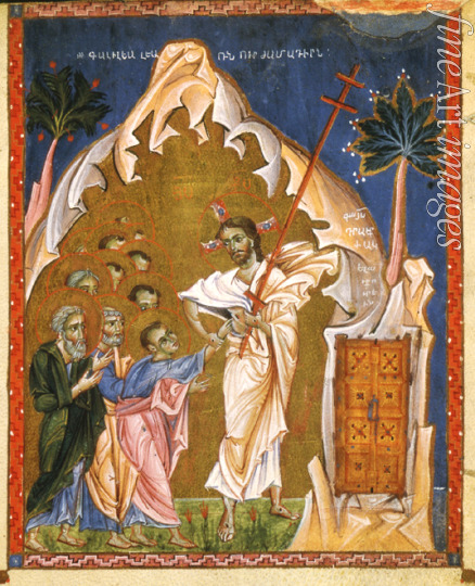 Meister des Codex Matenadaran - Der ungläubige Thomas (Buchmalerei aus dem Codex Matenadaran)