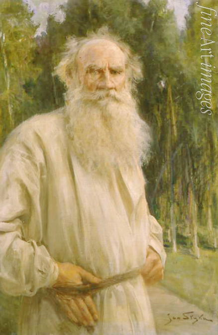 Styka Jan - Porträt von Schriftsteller Graf Lew Nikolajewitsch Tolstoi (1828-1910)