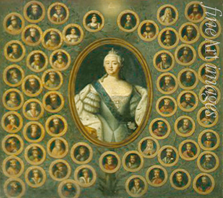 Russian master - Portrait of Empress Elisabeth Petrovna (1709-1762) with the family tree
